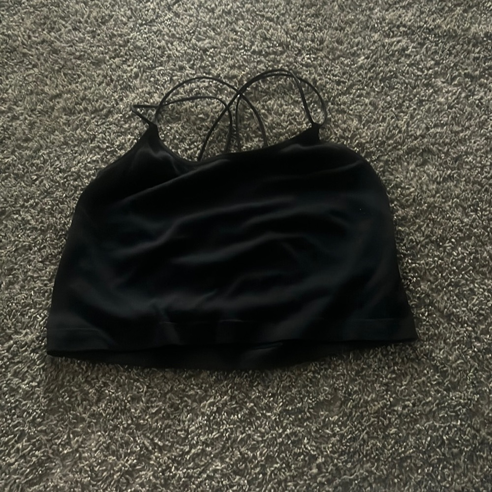 Black tank crop top with double straps